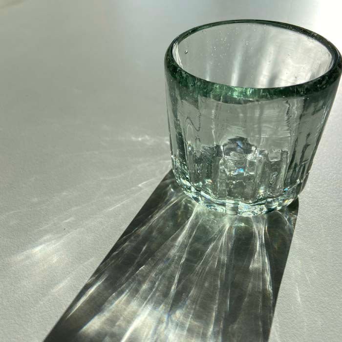 Ribbed Shot Glass - Clear - Green Tulip