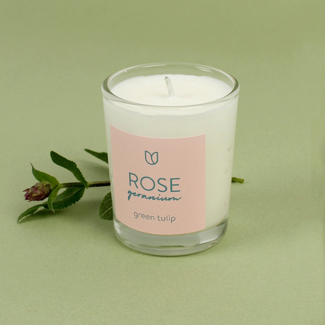 Rose Geranium Votive - Green Tulip