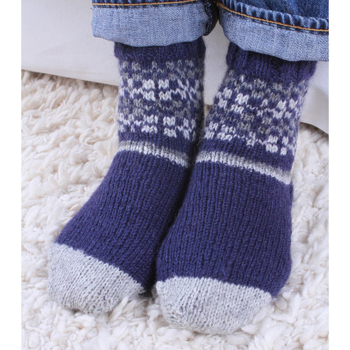 Rosslare Navy Sofa Socks - Shoe Size 4 - 8 - Green Tulip