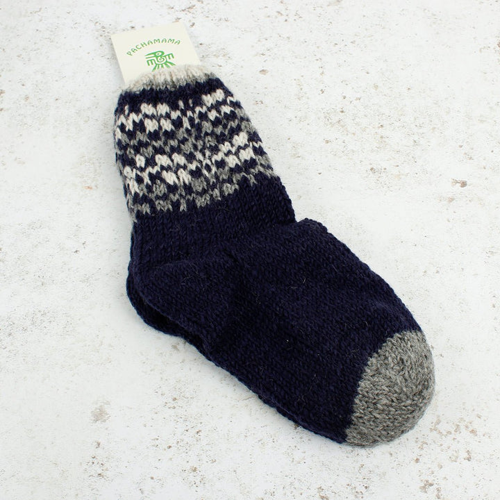 Rosslare Navy Sofa Socks - Shoe Size 4 - 8 - Green Tulip