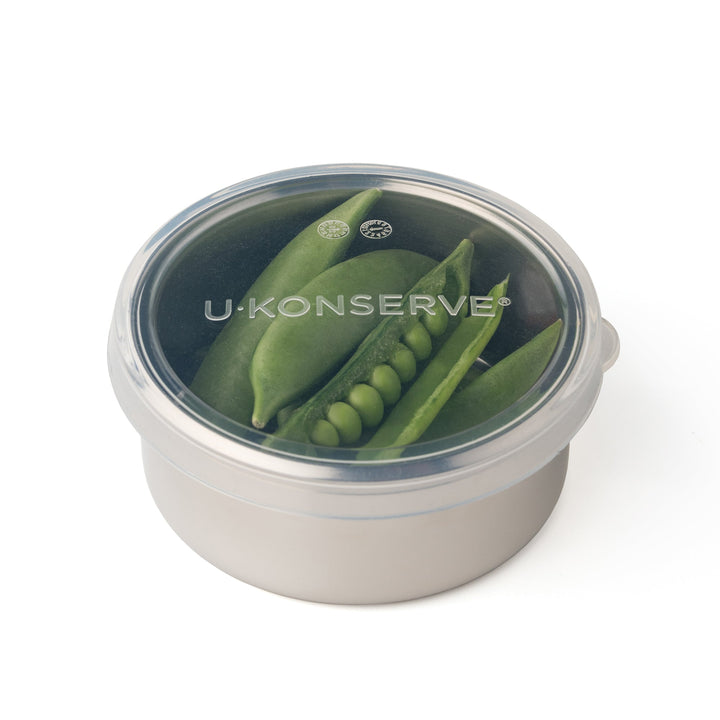 Round Container with Silicone Lid - Clear - Green Tulip