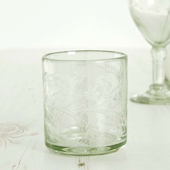 Short Tumbler Engraved - Clear - Green Tulip