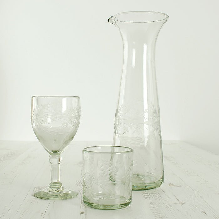 Short Tumbler Engraved - Clear - Green Tulip