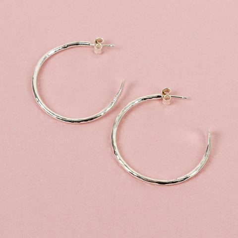 Silver Plated Hoop Earrings - Large