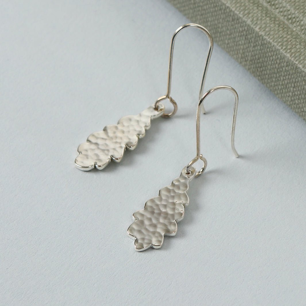 Silver Plated Oak Leaf Earrings - Green Tulip