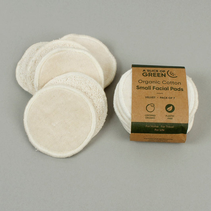 Small Organic Cotton Facial Pads - Velvet - Pack of 7 - Green Tulip