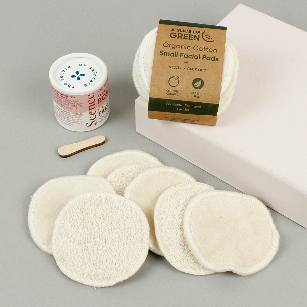 Small Organic Cotton Facial Pads - Velvet - Pack of 7 - Green Tulip