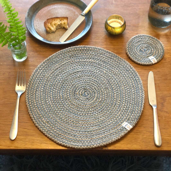 Spiral Jute Tablemat - Green Tulip