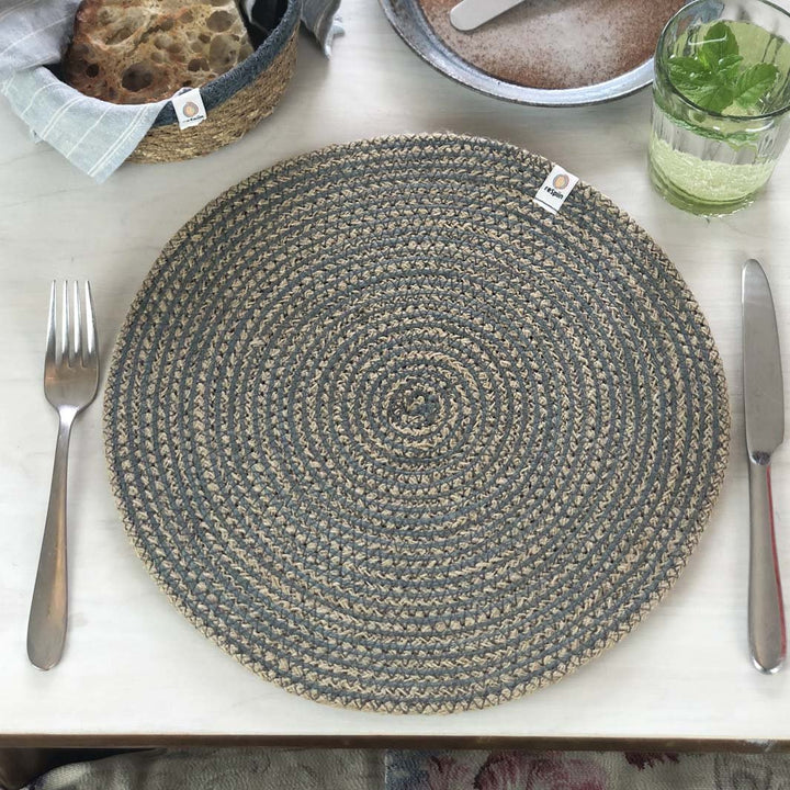 Spiral Jute Tablemat - Green Tulip