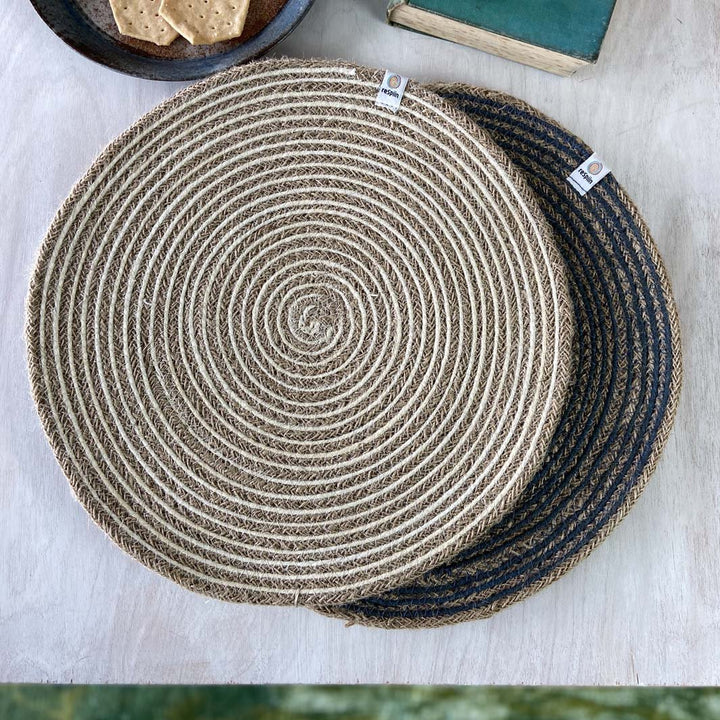 Spiral Jute Tablemat - Green Tulip