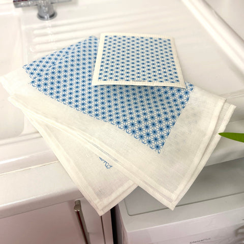 Swedish Sponge Cloth & Tea Towel Set - Starburst Blues