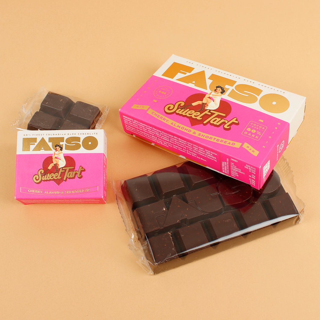 Sweet Tart 60% Dark Chocolate Bar - Cherry, Almond & Shortbread - Green Tulip