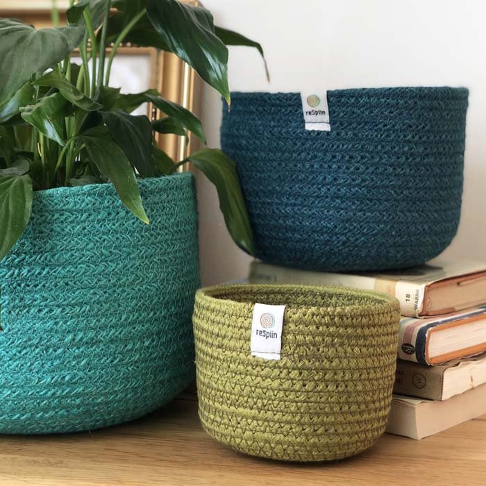 Tall Jute Basket Set - Ocean - Green Tulip