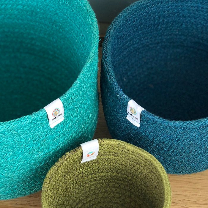 Tall Jute Basket Set - Ocean - Green Tulip