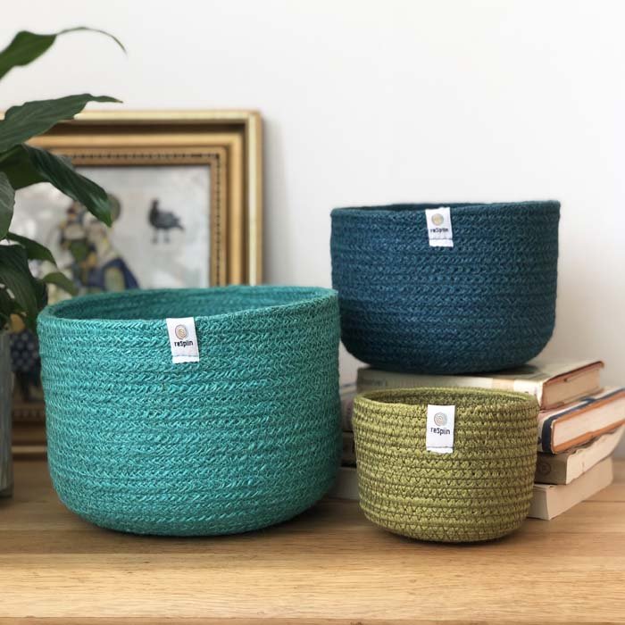 Tall Jute Basket Set - Ocean - Green Tulip