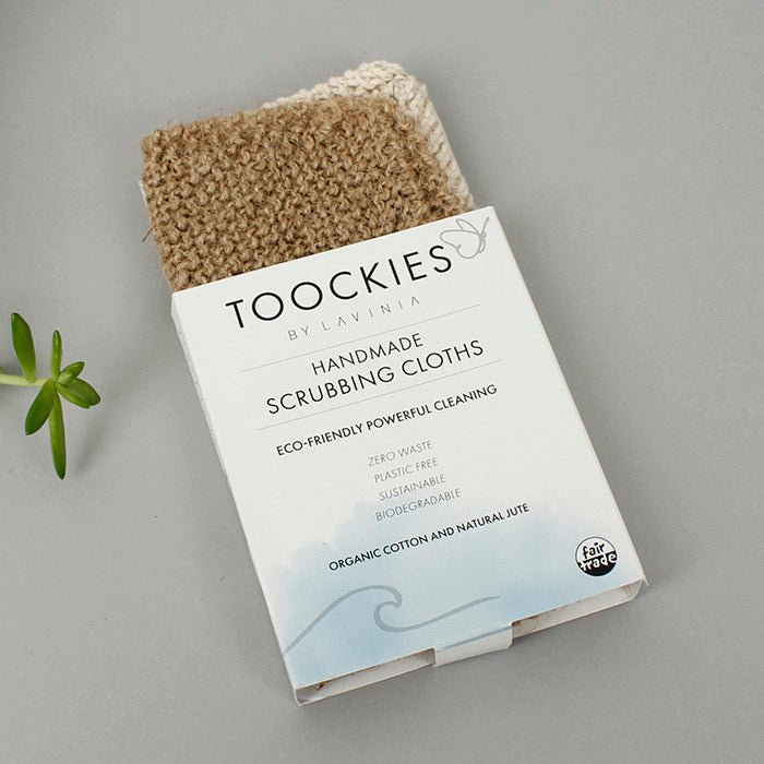 Toockies Organic Scrubbing Cloths - Set of 2 - Green Tulip