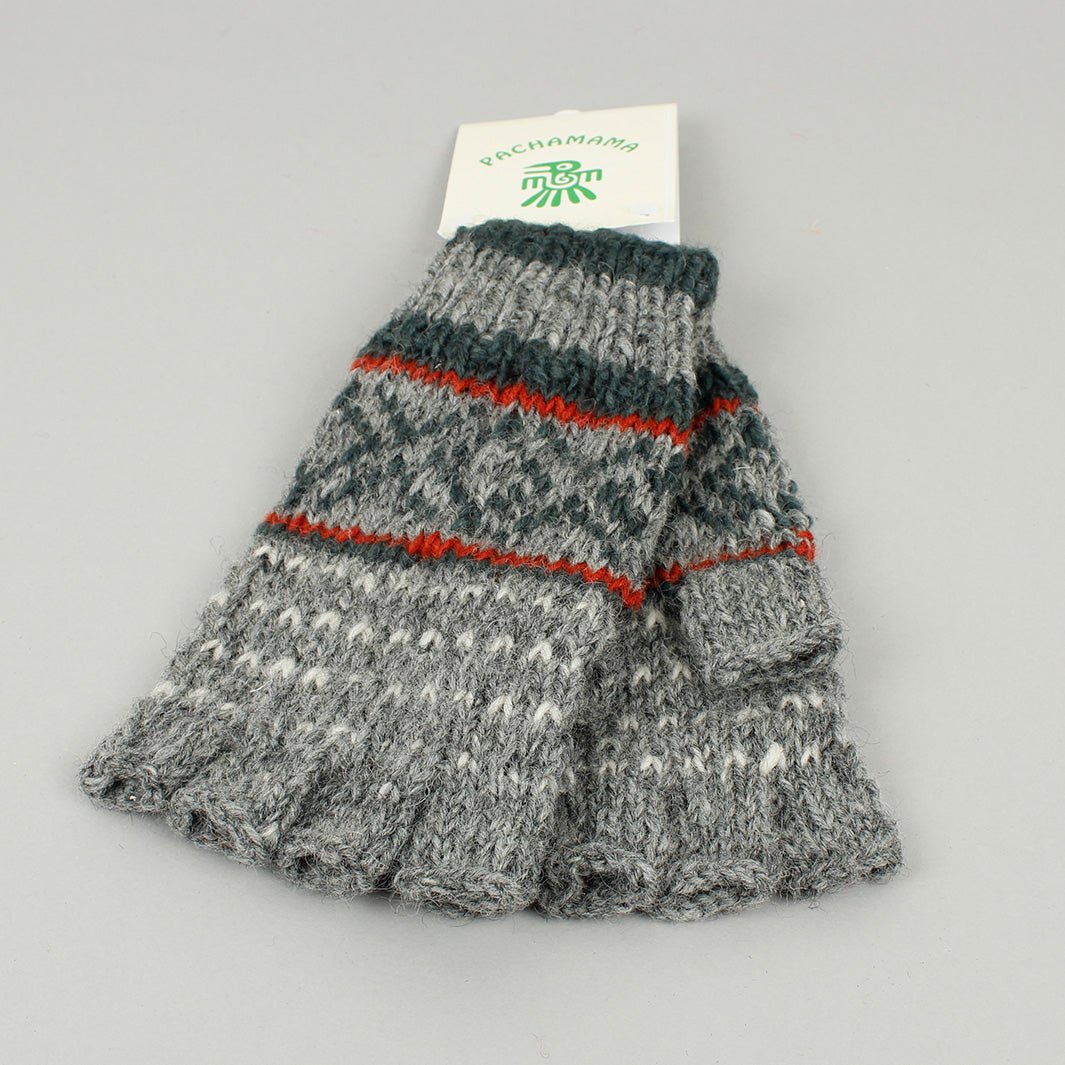 Tromso Graphite Fingerless Gloves - Green Tulip