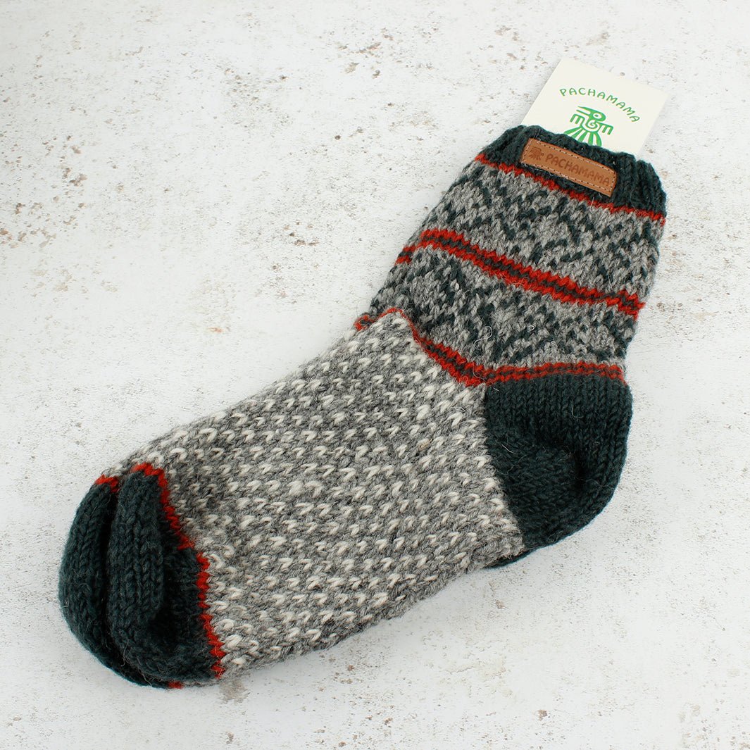 Tromso Graphite Sofa Socks - Shoe Size 4 - 8 - Green Tulip