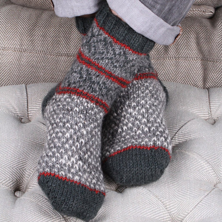 Tromso Graphite Sofa Socks - Shoe Size 4 - 8 - Green Tulip