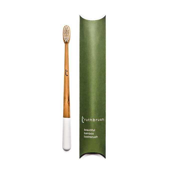 Truthbrush - Cloud White with Medium Plant Based Bristles - Green Tulip