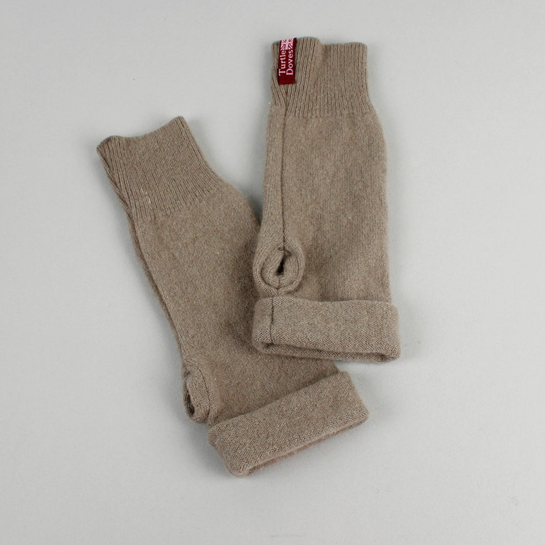 Upcycled Cashmere Handwarmers - Green Tulip