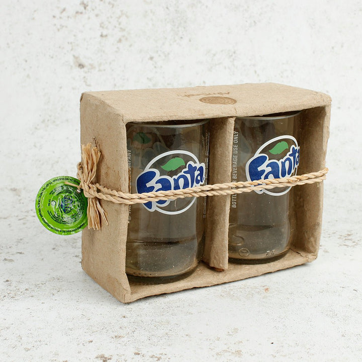 Upcycled Fanta Glass Tumbler Gift Set - Box of 2 - Green Tulip