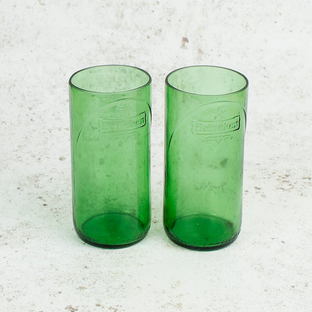 Upcycled Heineken Glass Tumbler Gift Set - Box of 2 - Green Tulip