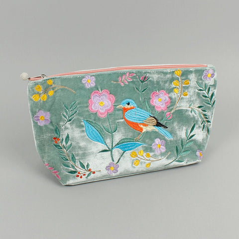 Velvet Embroidered Cosmetic Bag