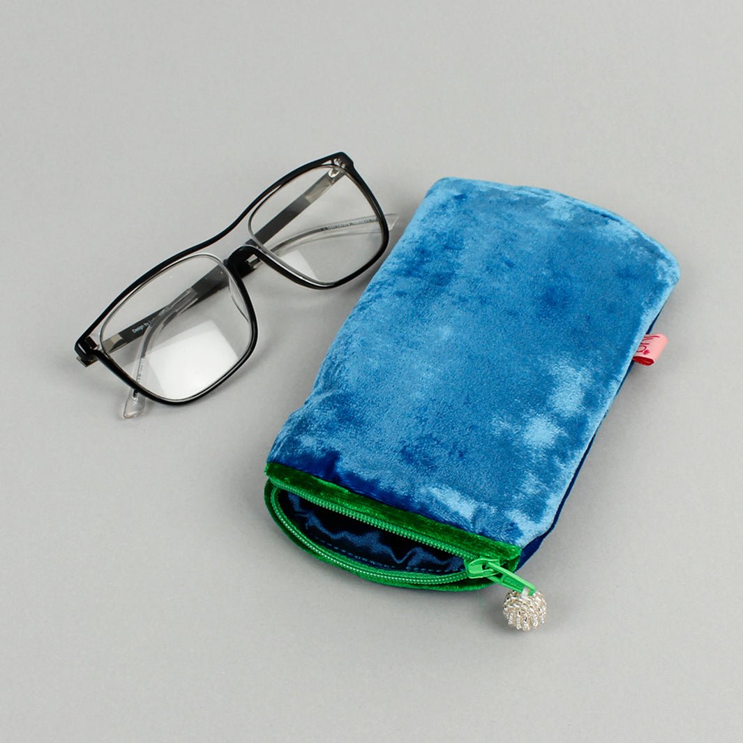 Velvet Glasses Purse - Green Tulip