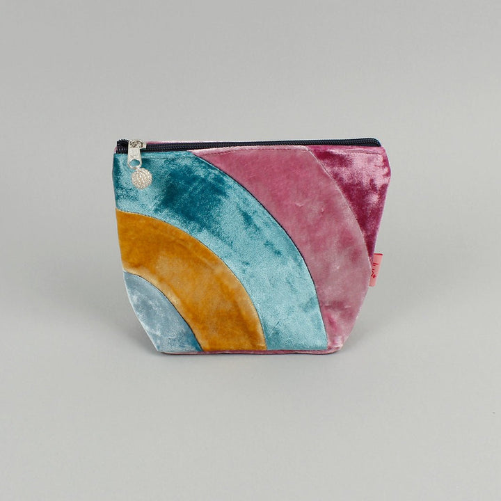 Velvet Rainbow Patch Cosmetic Bag - Green Tulip