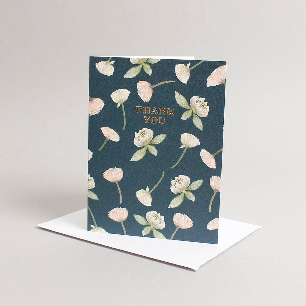 Waterlilies 'Thank You' Mini Card - Green Tulip