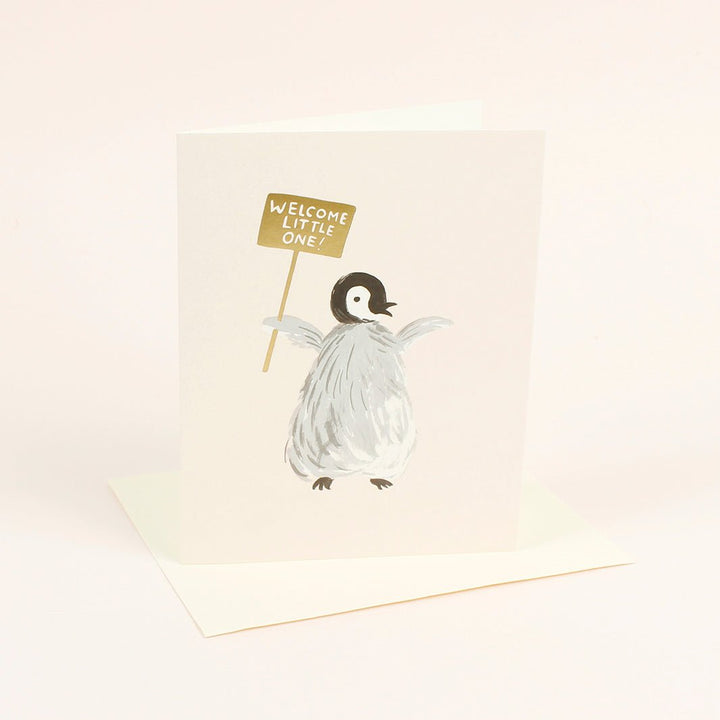 Welcome Little One Penguin Card - Green Tulip