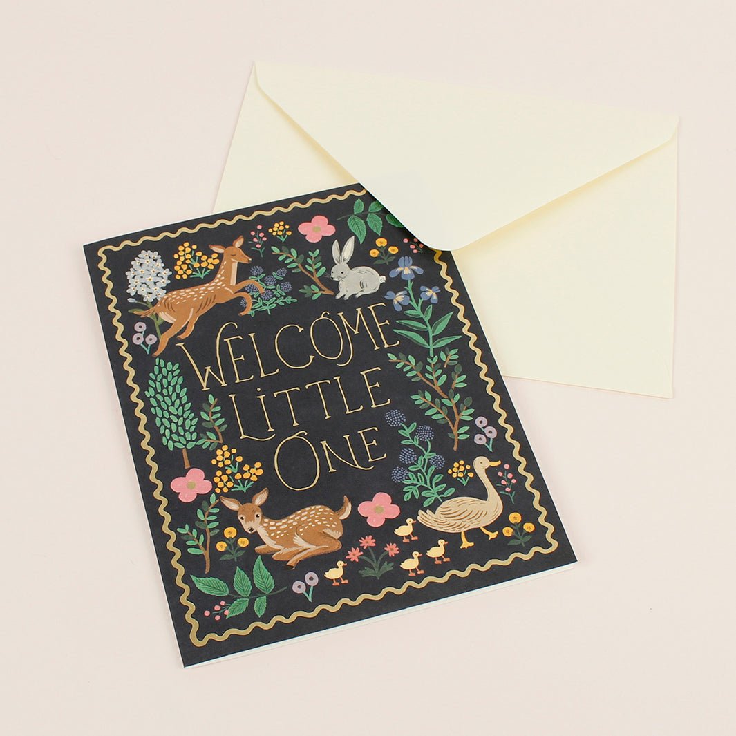 Welcome Little One Woodland Card - Green Tulip