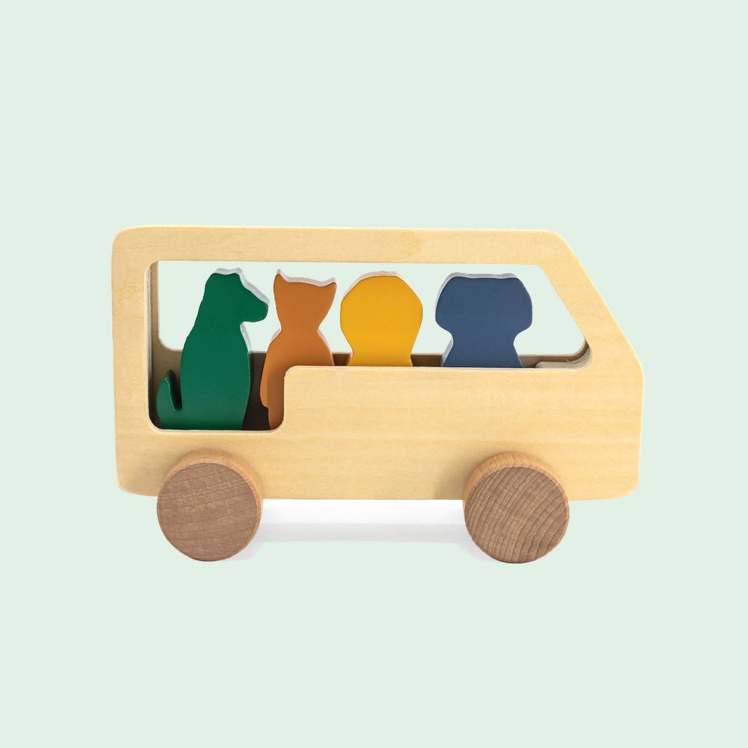 Wooden Animal Bus - Green Tulip