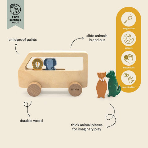 Wooden Animal Bus