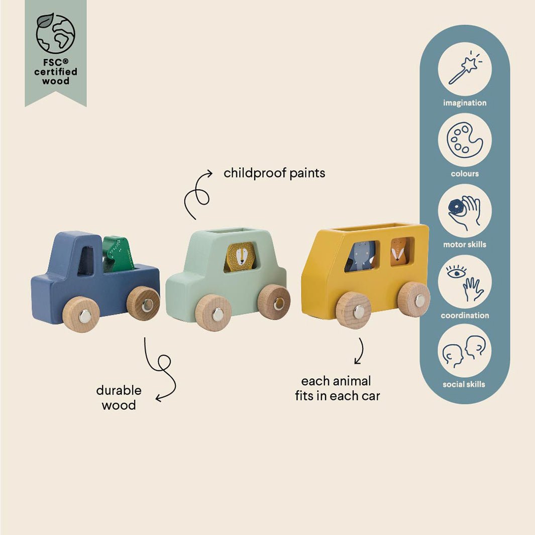 Wooden Animal Car Set - Green Tulip