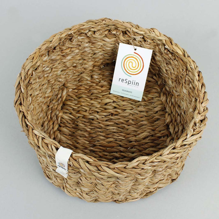 Woven Seagrass Basket - Medium - Green Tulip