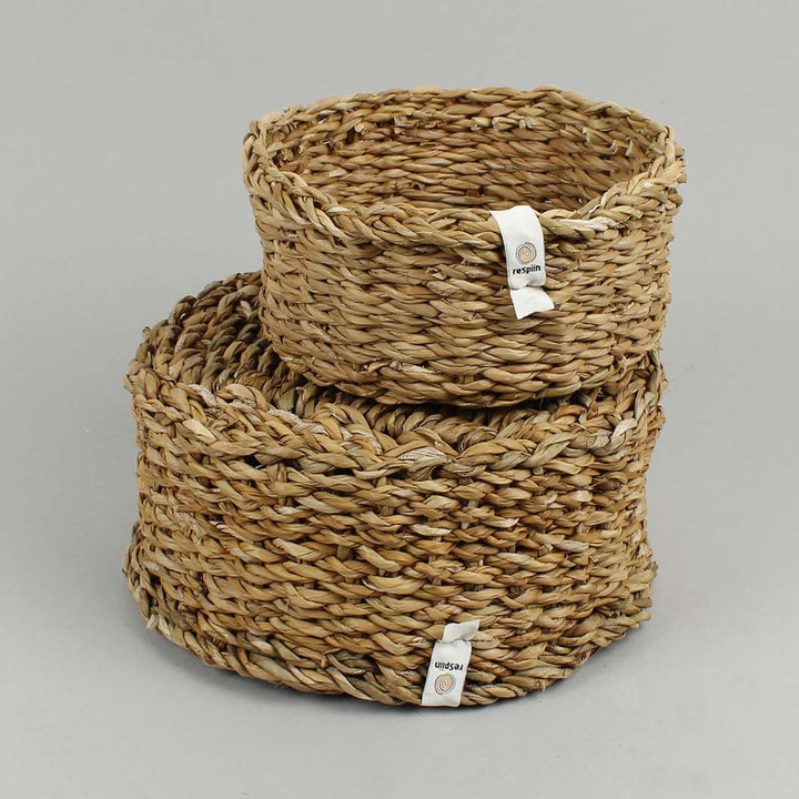 Woven Seagrass Basket - Small - Green Tulip