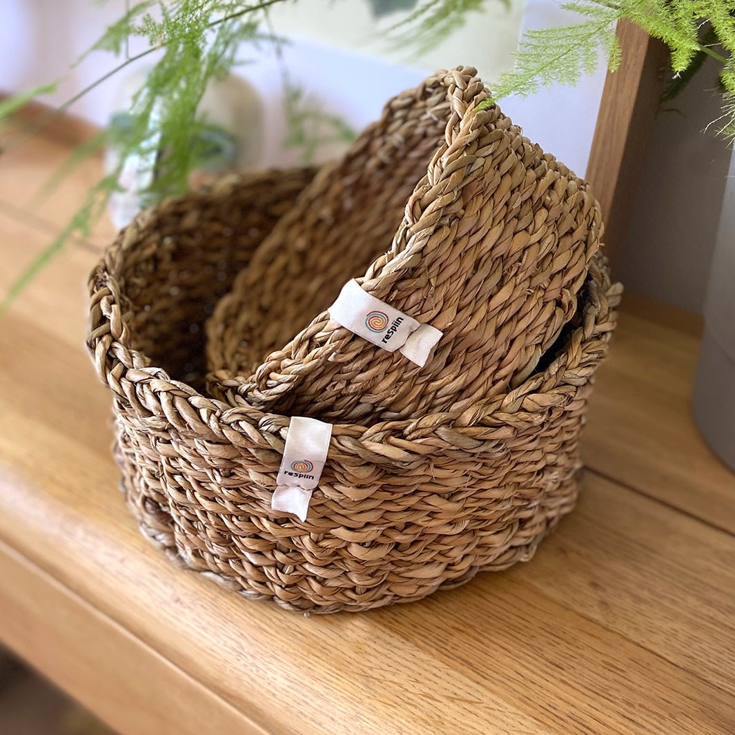 Woven Seagrass Basket - Small - Green Tulip