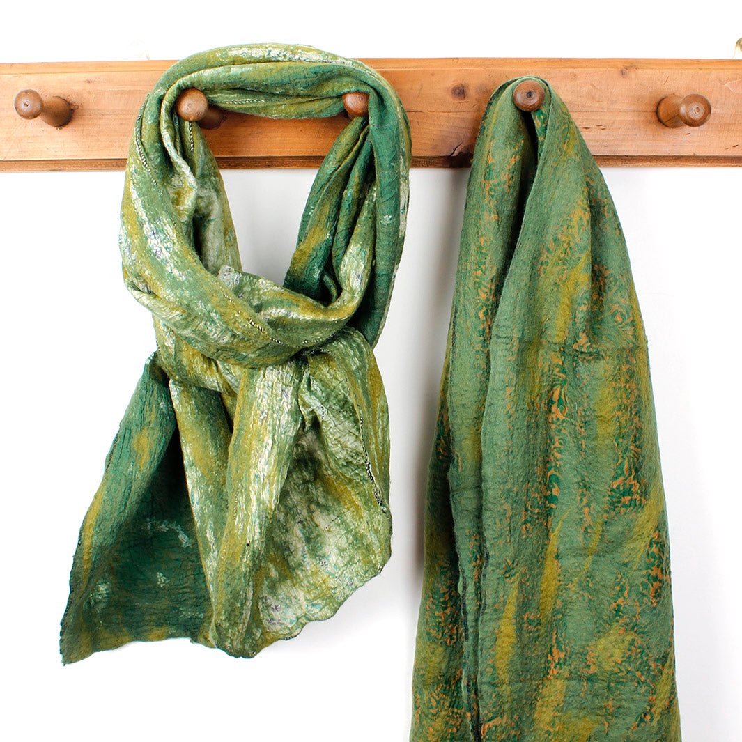 Yamala Felted Silk Scarf - Olive/Green - Green Tulip