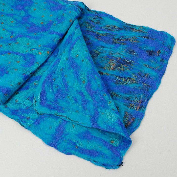 Yamala Felted Silk Scarf - Turquoise/Azure Blue - Green Tulip