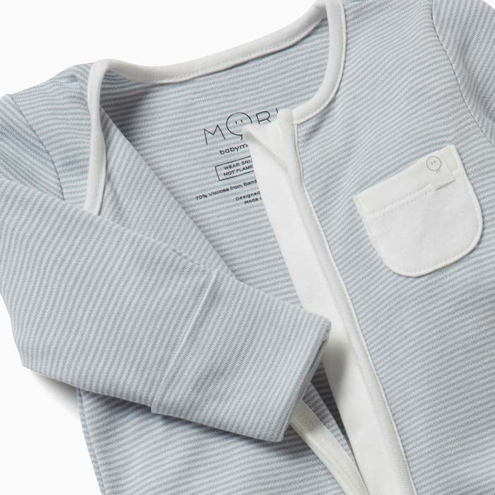 Zip - Up Sleepsuit - Blue Stripe - Green Tulip