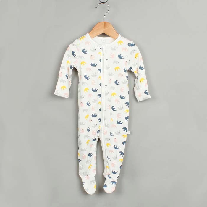 Zip - Up Sleepsuit - Little Elephant - Green Tulip