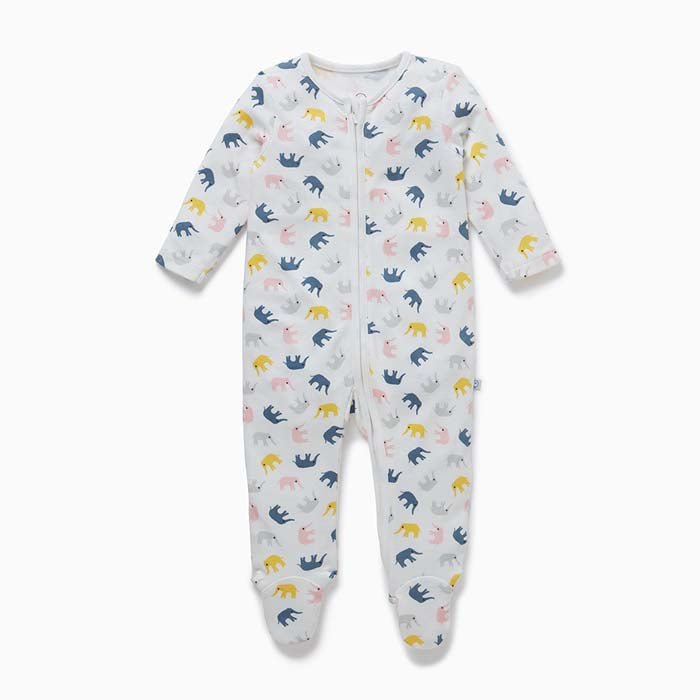 Zip - Up Sleepsuit - Little Elephant - Green Tulip