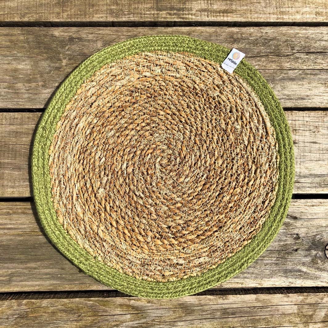 *NQP* Woven Seagrass + Jute Tablemat - NATURAL/GREEN