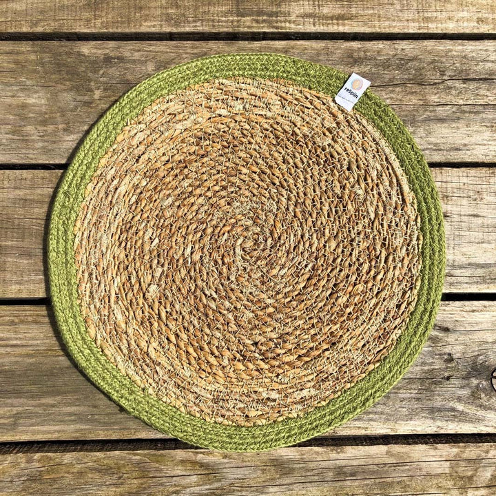 *NQP* Woven Seagrass + Jute Tablemat - NATURAL/GREEN