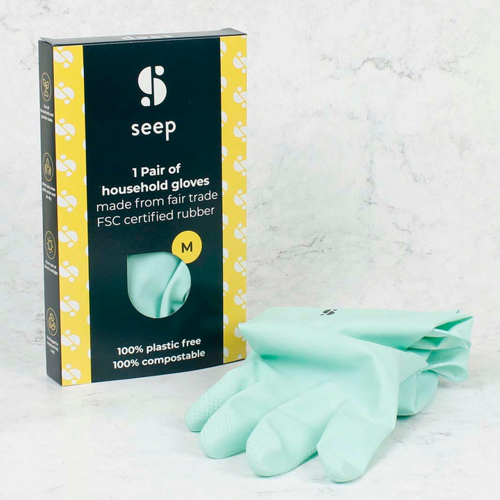 *NQP* Sustainably Sourced Rubber Gloves - Turquoise - Size Medium