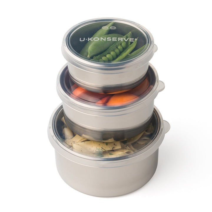 *NQP* Nesting Round Containers with Silicone Lids- Set of 3 - Clear Lids