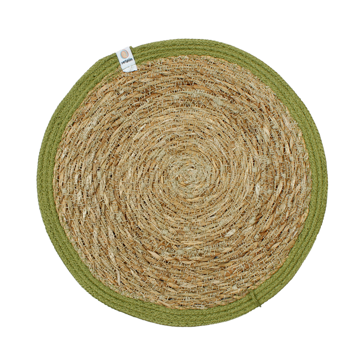 *NQP* Woven Seagrass + Jute Tablemat - NATURAL/GREEN